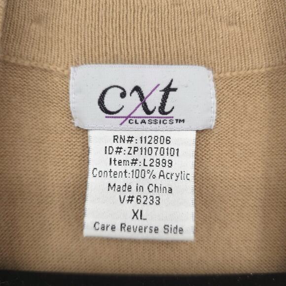 Vintage CXT 70s BohoTan Beaded Neckline OpenFront Duster Sleeveless Split Hem XL - Picture 6 of 11